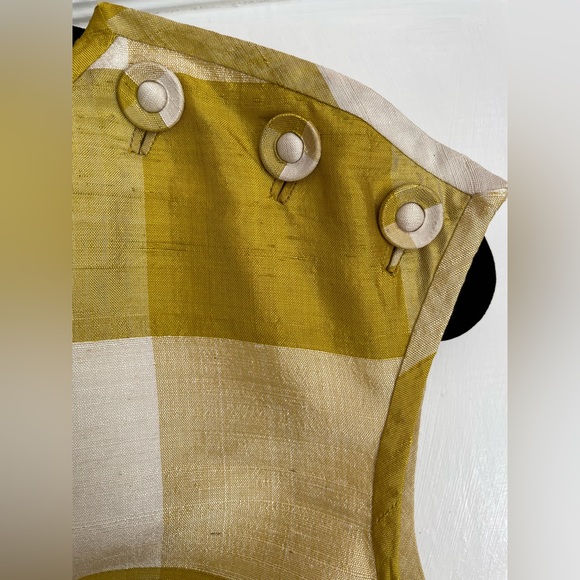 Vintage Star of Siam yellow gold gingham silk dress - Picture 4 of 10